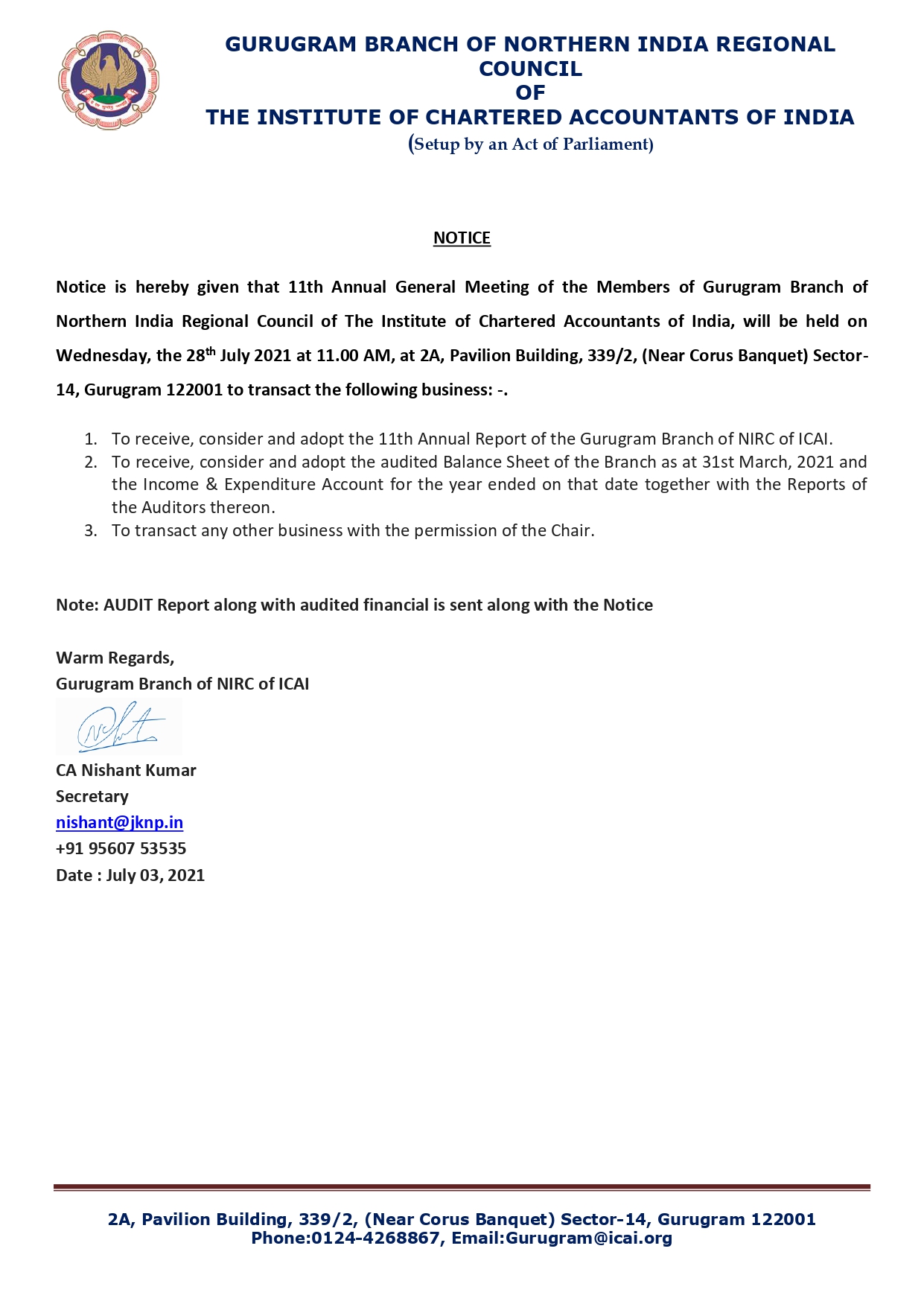 Notice of Annual General Meeting